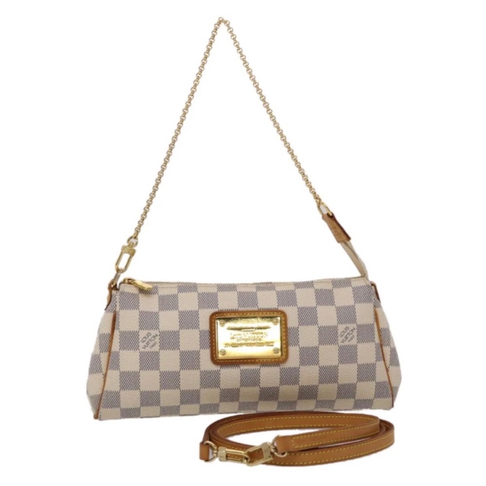 Louis Vuitton Eva Damier Azur Chain Clutch 2 Way Purse Crossbody Pouchette - Picture 3 of 16
